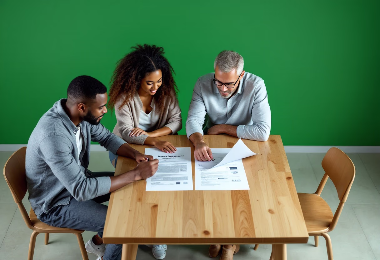 family reviewing insurance details