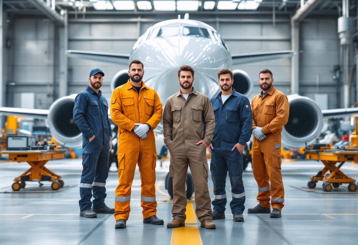 image of maintenance crew working on aircraft