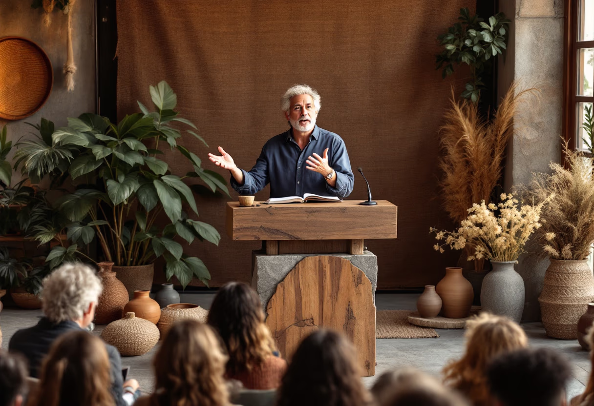 image of author speaking at an event