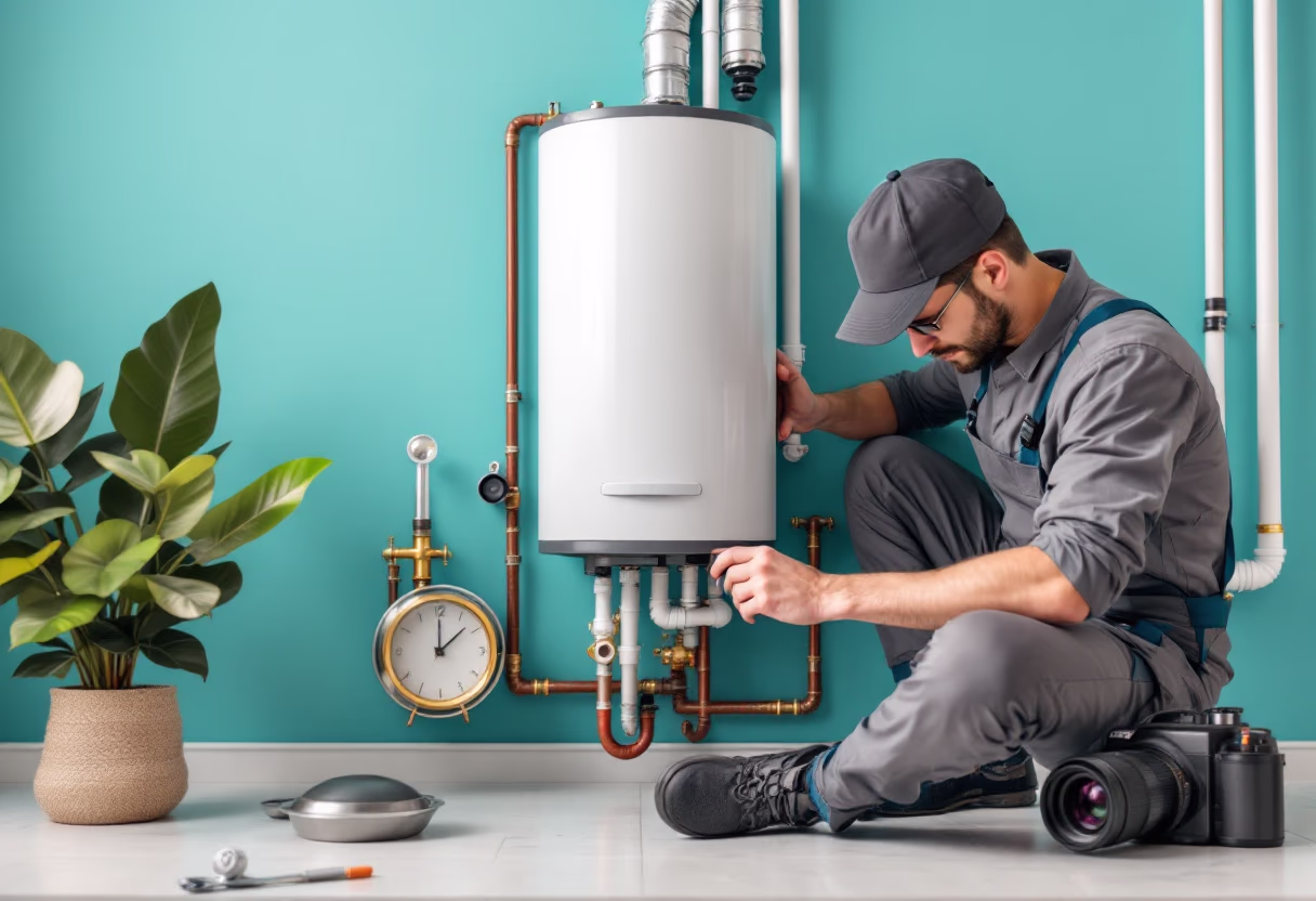 image of water heater installation