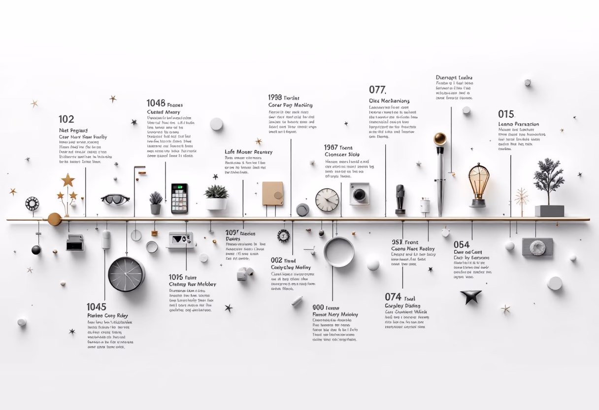 image of company milestones in a timeline format (for a edtech)