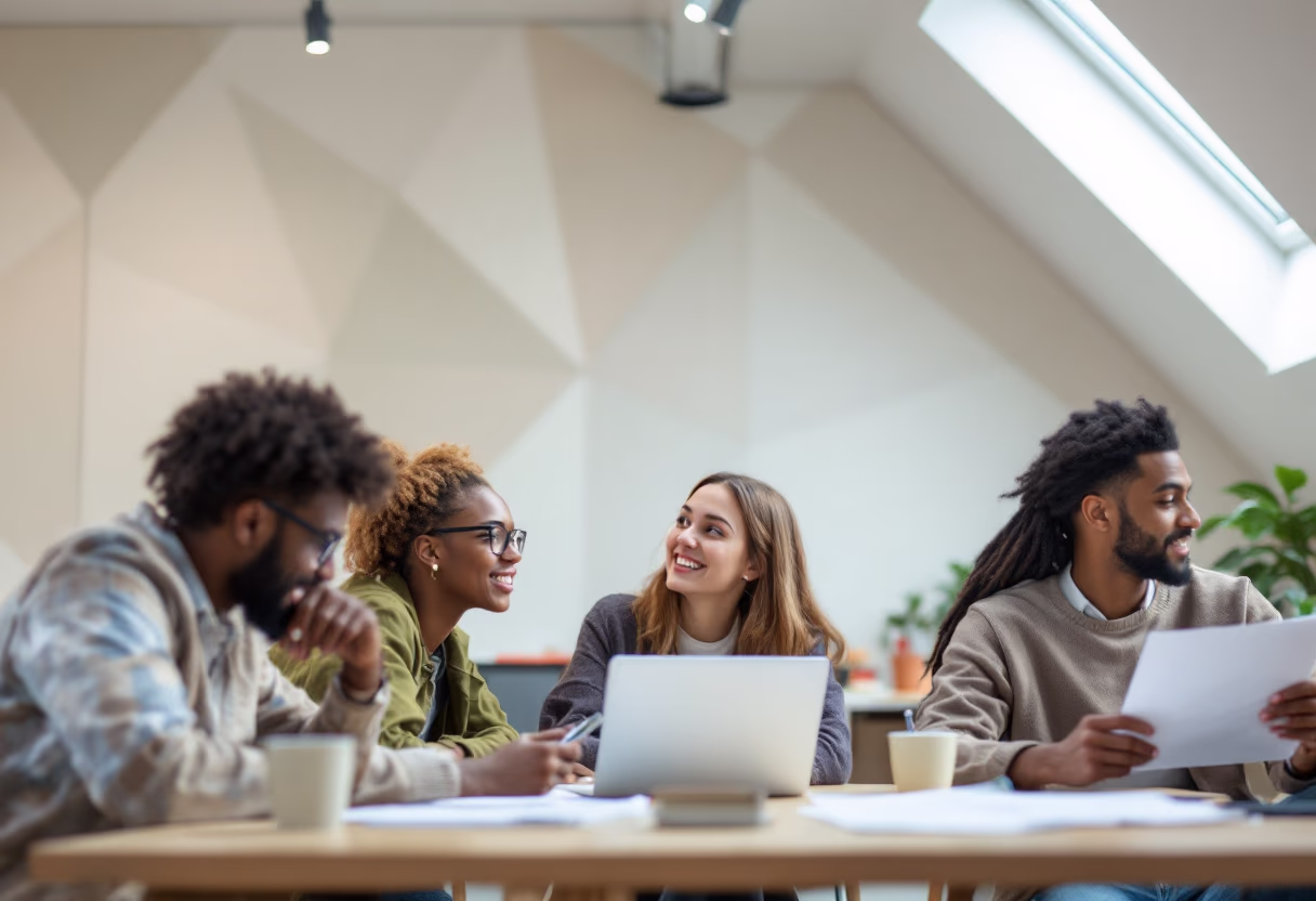 image of students collaborating on a project (for an edtech)
