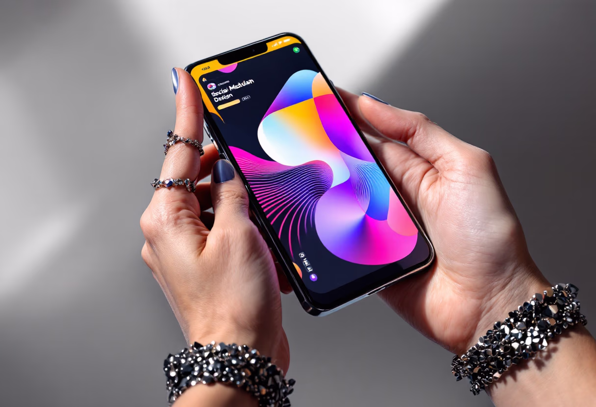 [digital project] image of a mobile device with a social media ad (for a graphic design studio)