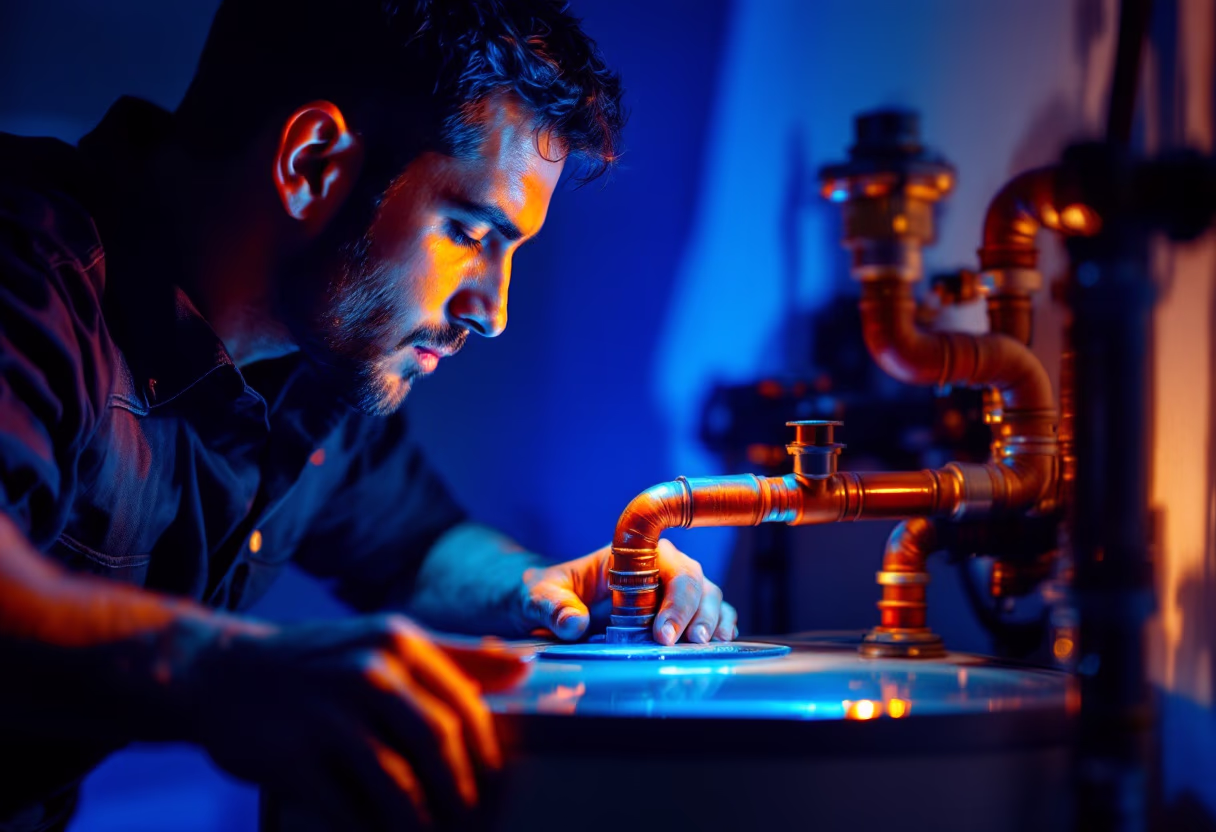 image of water heater installation for a plumbing service