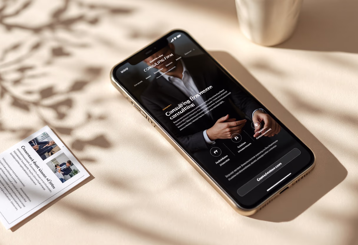 [digital project] image of website on a mobile device (for a consulting firm)