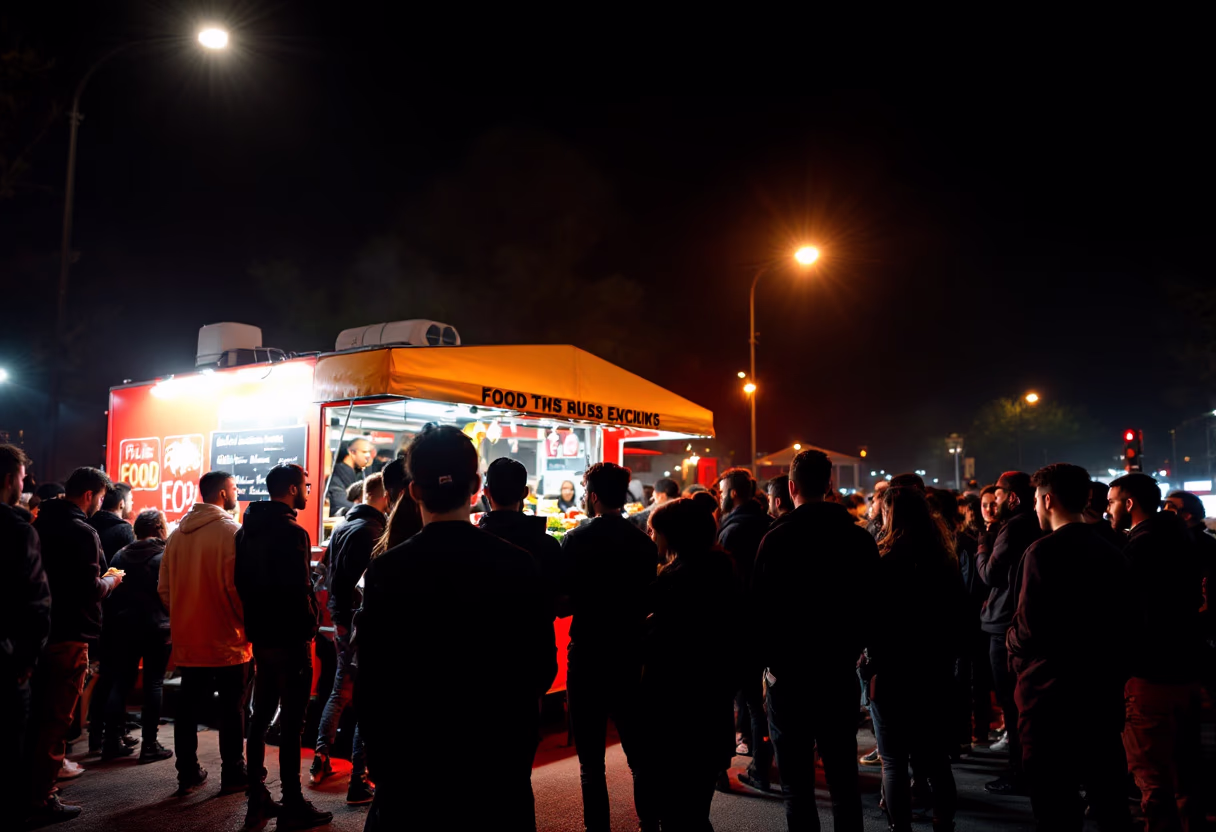 image of community engagement with a food truck
