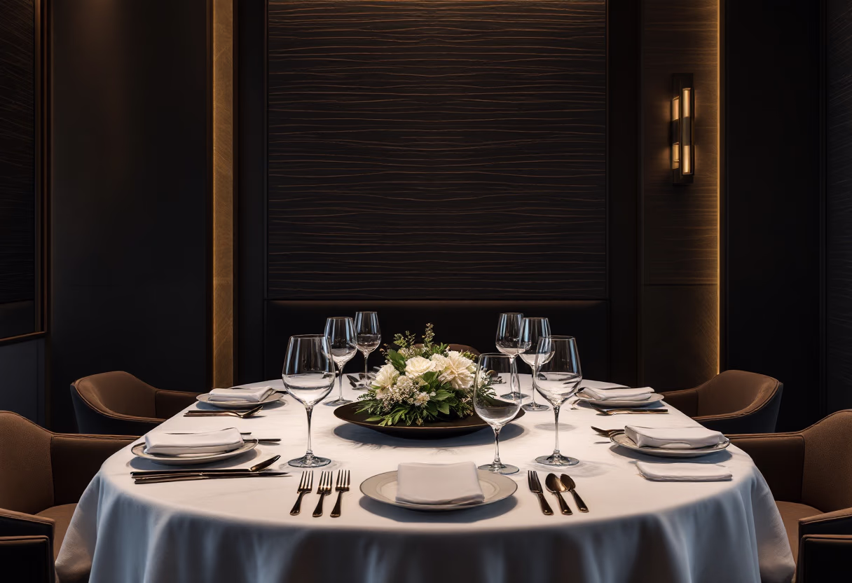 image of private dining room setup(for a modern restaurant)