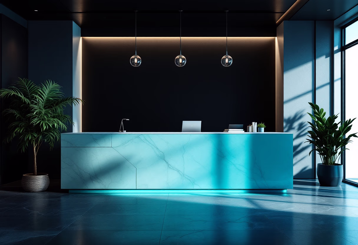 [background image] image of office reception desk (for a legal tech)