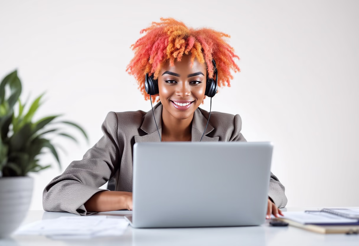image of an individual providing support assistance (for a productivity tools business)