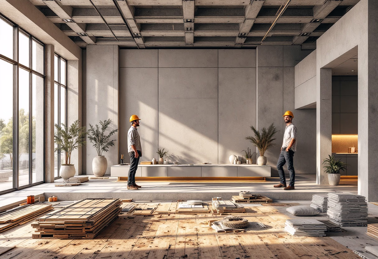 ongoing project in a modern office space