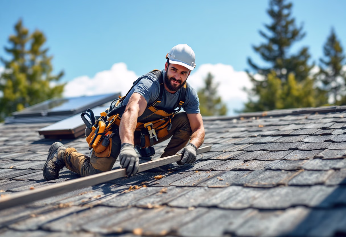 image of a roofer at work