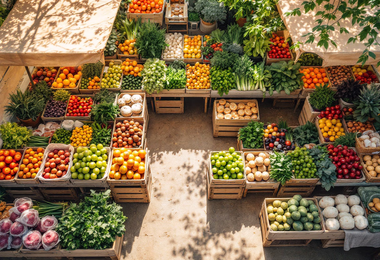 image of a bustling farmer's market
