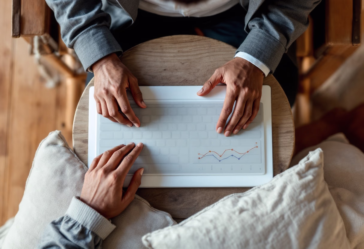 image of business professional reviewing analytics (for a hr tech)