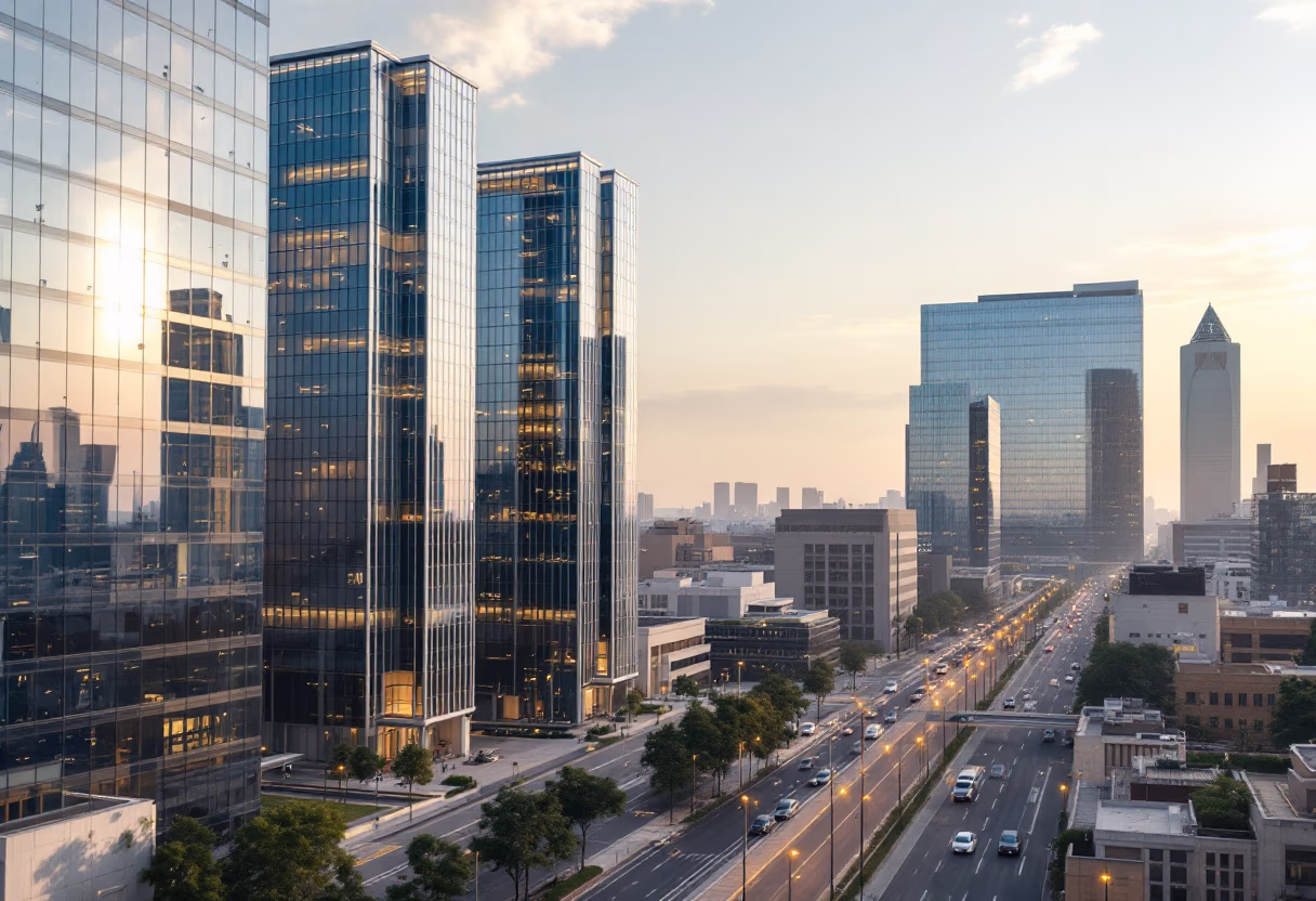 image of a business district (for a web development agency)