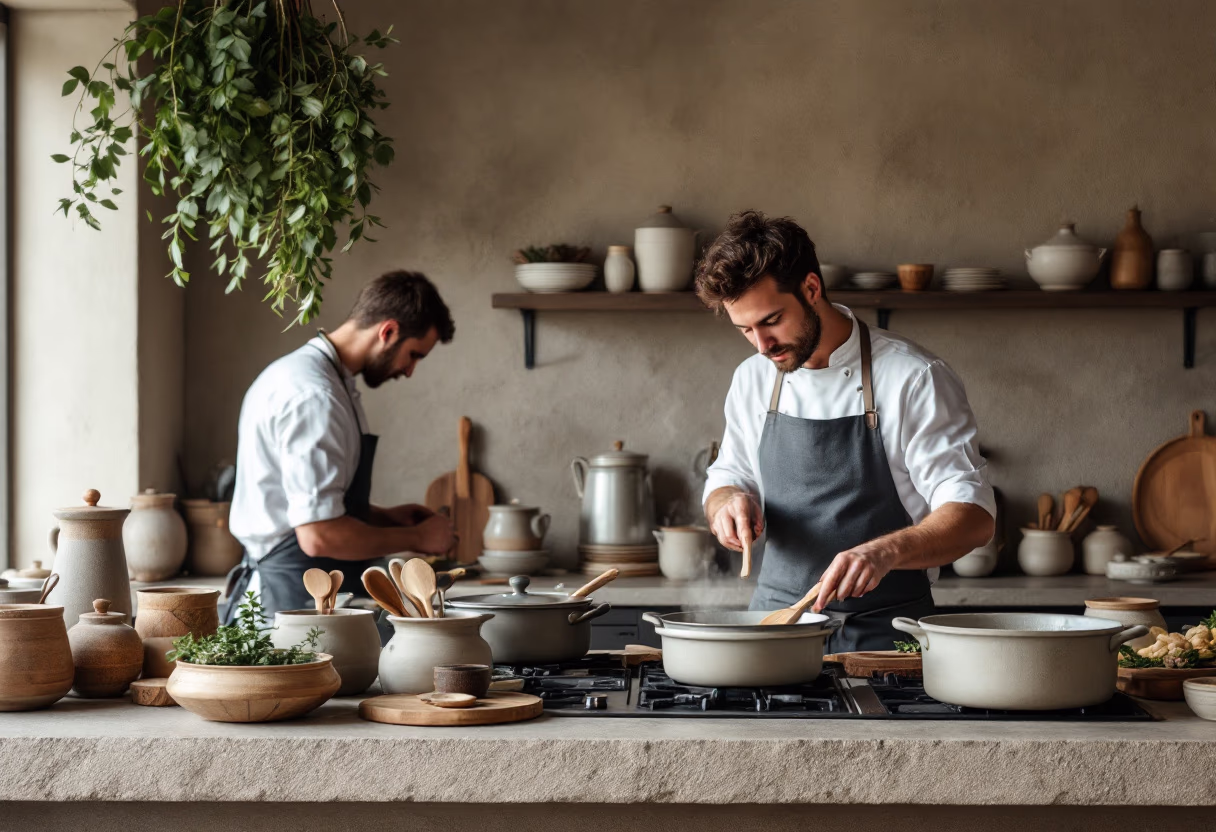 image of the kitchen in action (for an italian restaurant)
