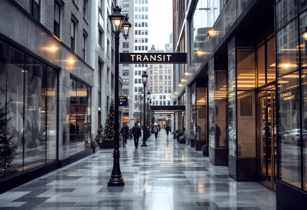 [background image] image of downtown area with transit signage (for a public transportation company)