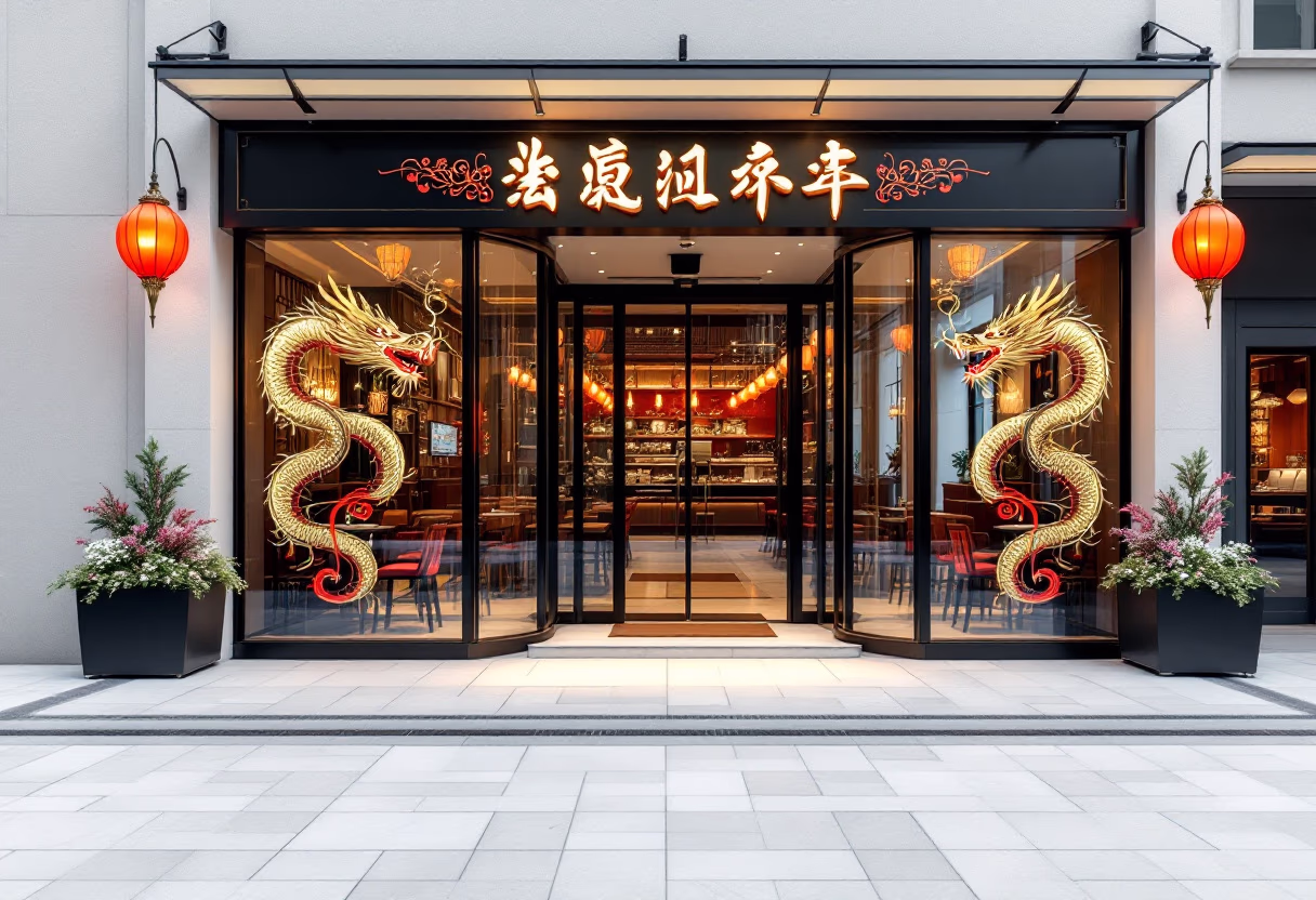 image of welcoming restaurant entrance (for a chinese restaurant)