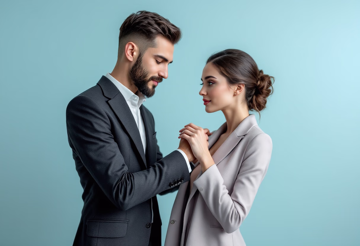 image of a customer being fitted with sewing pins (for a tailors & alteration shop)