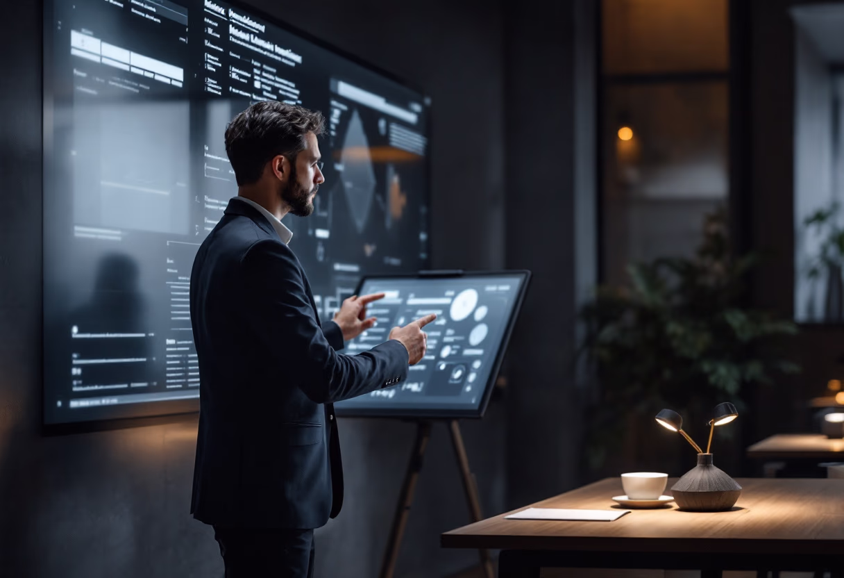 image of teacher using a smartboard (for edtech)
