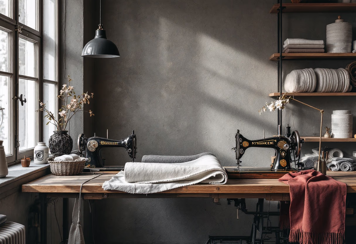 [background image] image of a cozy tailor shop interior