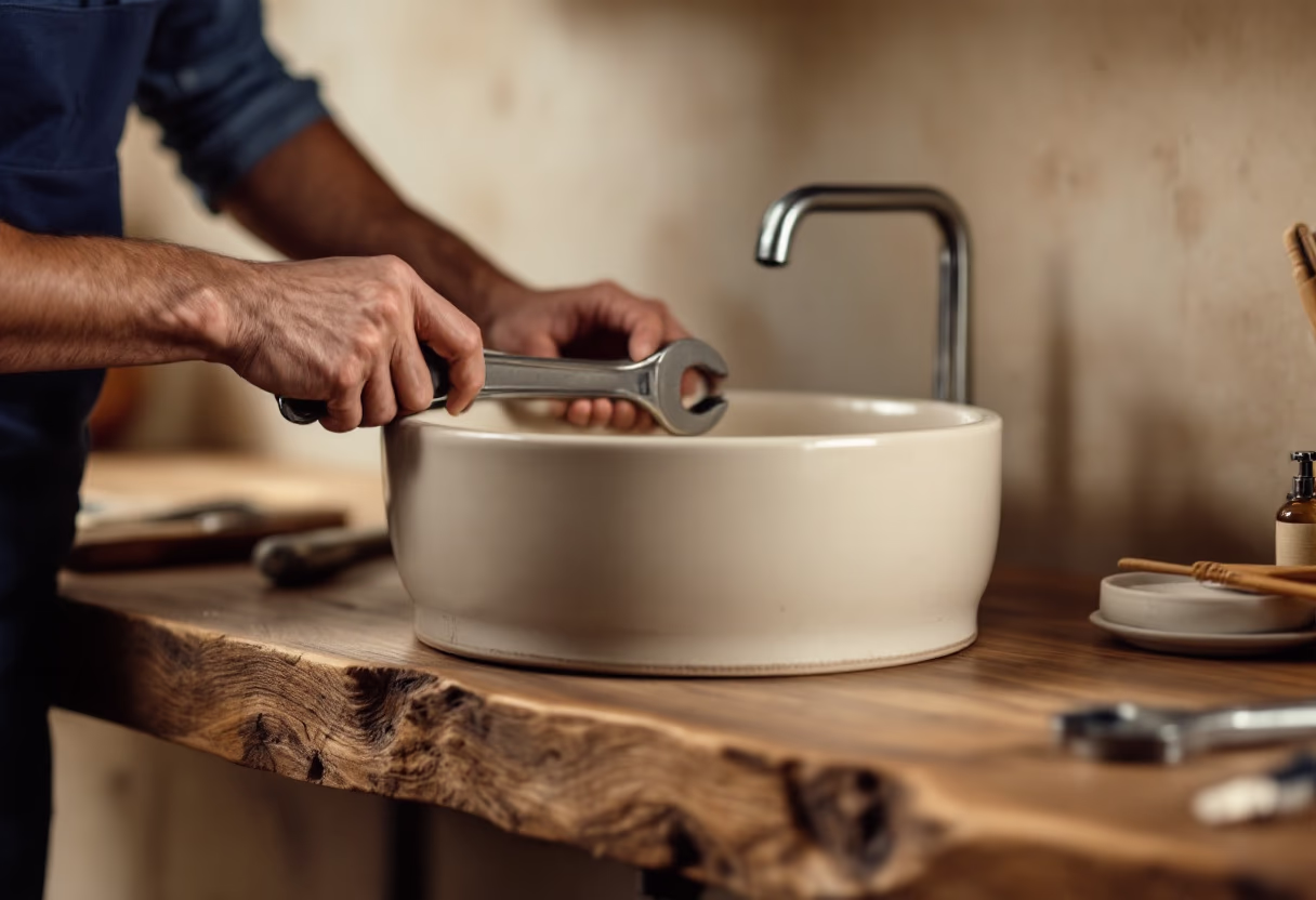 image of plumber fixing a sink