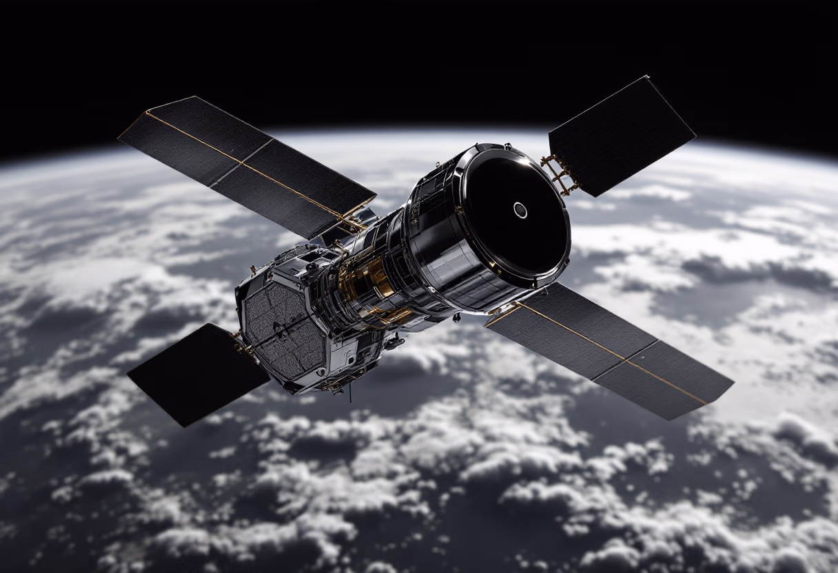 image of a satellite orbiting earth