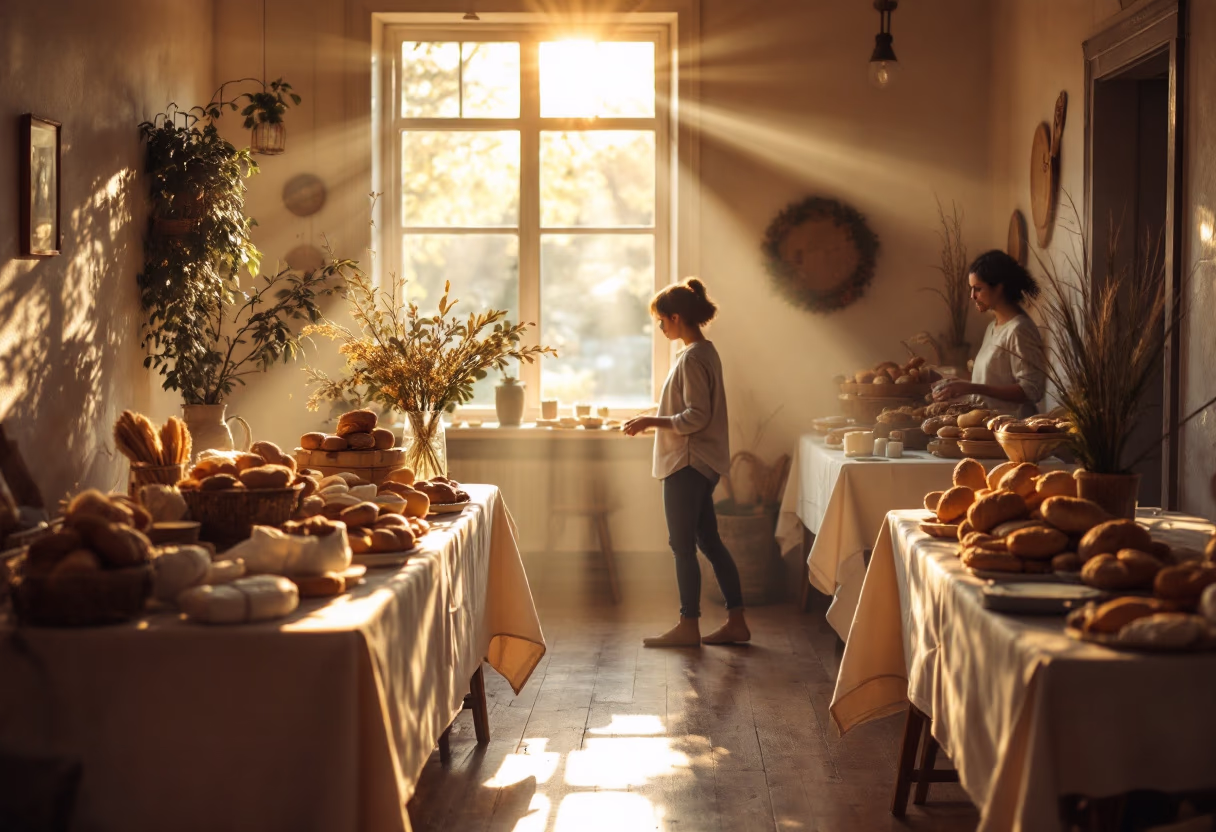 [background image] image of community event hosted by the bakery