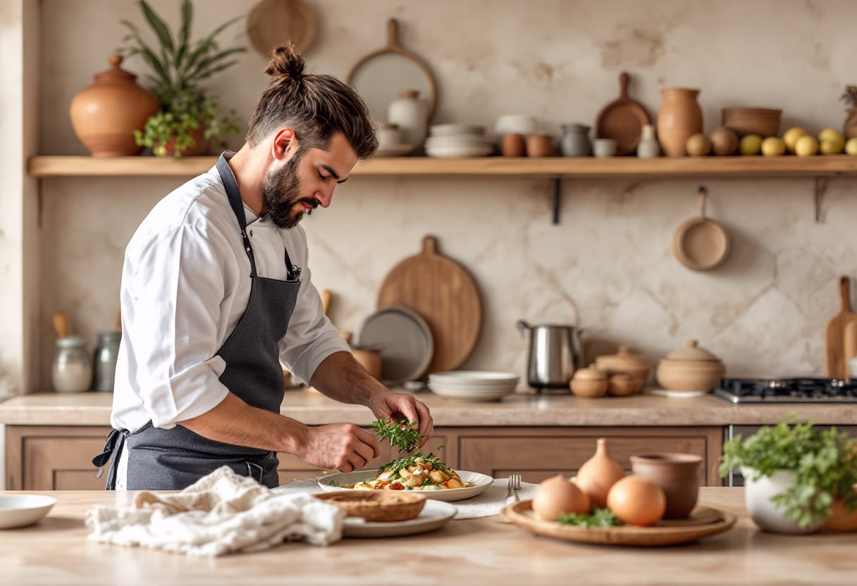 image of a chef in the kitchen (for an italian restaurant)