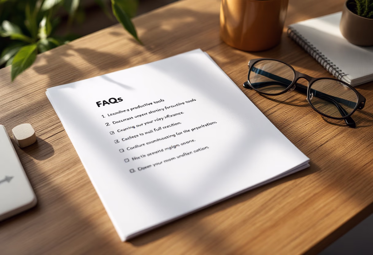 image of a document with faqs (for a productivity tools business)