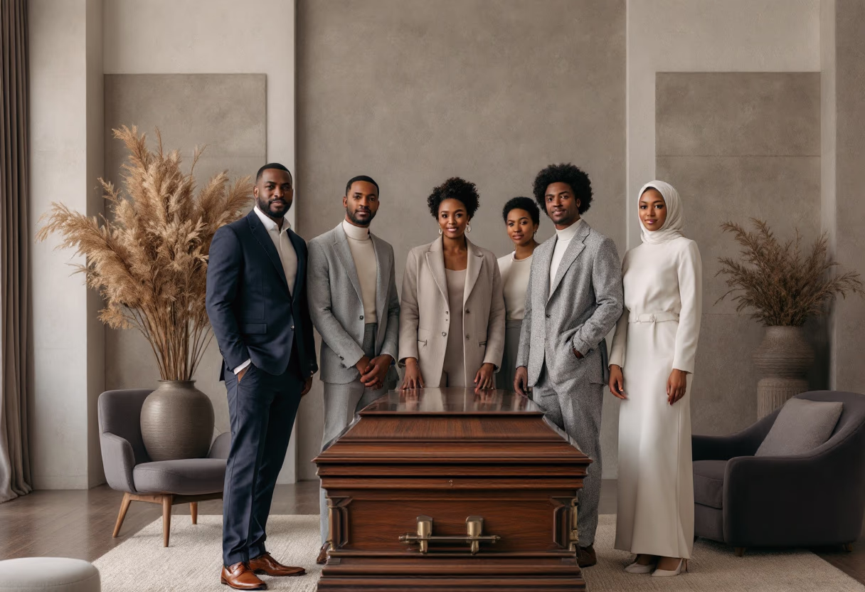 image of mourning family