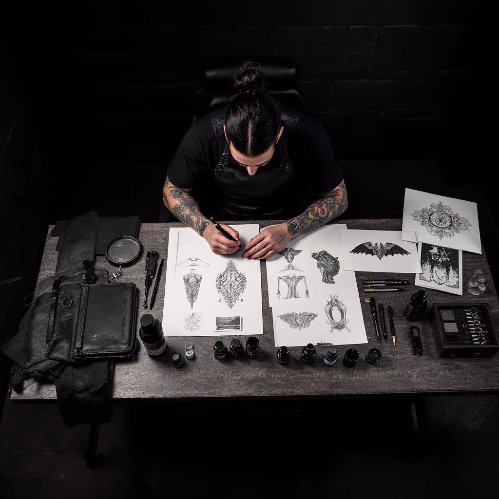 [team] image of individual tattoo artist (for a tattoo studio)