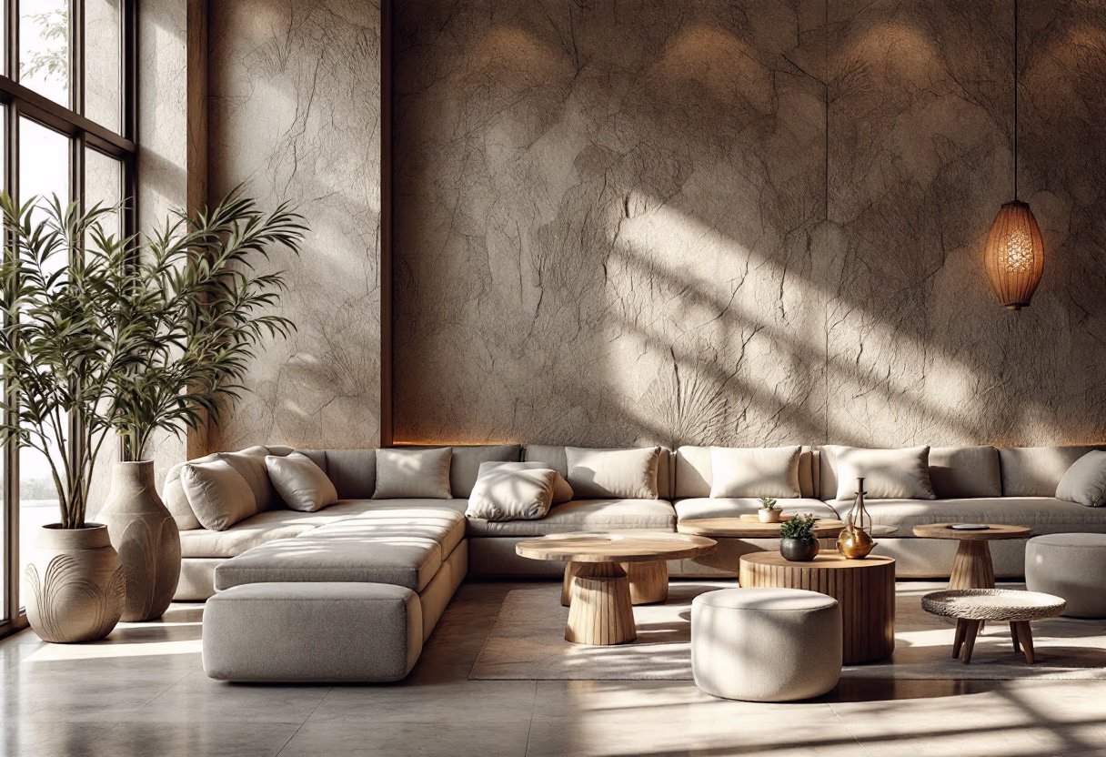 image of a relaxing restaurant waiting area (for a japanese restaurant)
