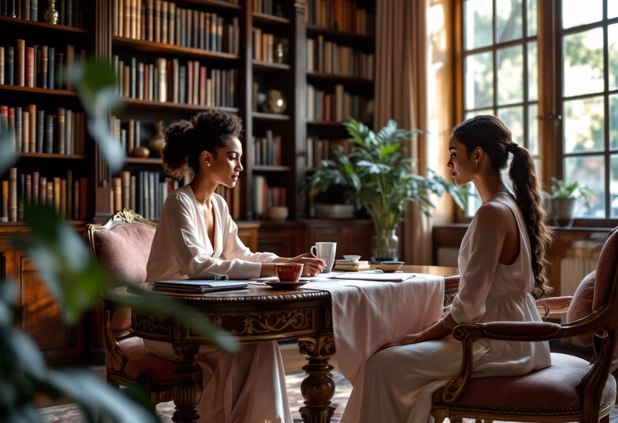 image of a consultation setting in an elegant private library