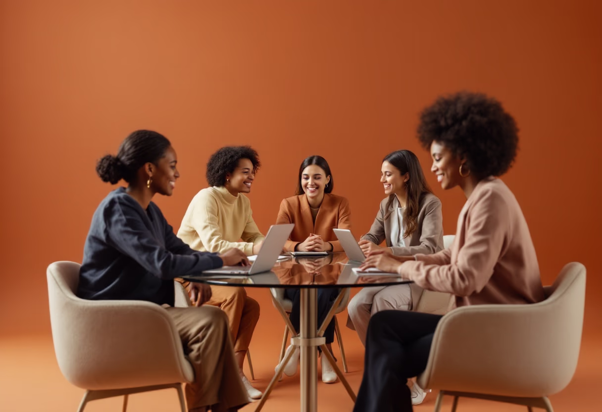 image of a diverse team in a meeting (for edtech)