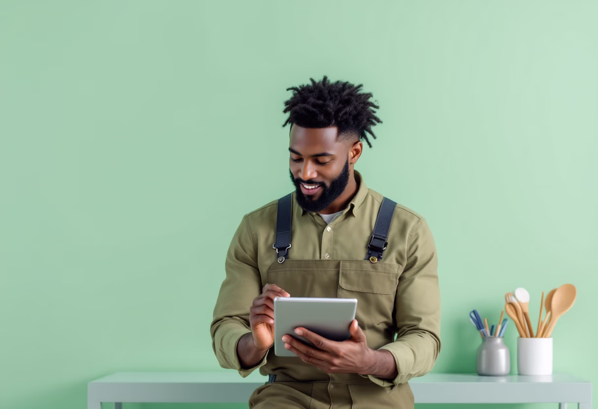 image of customer support interaction (for a plumbing service)