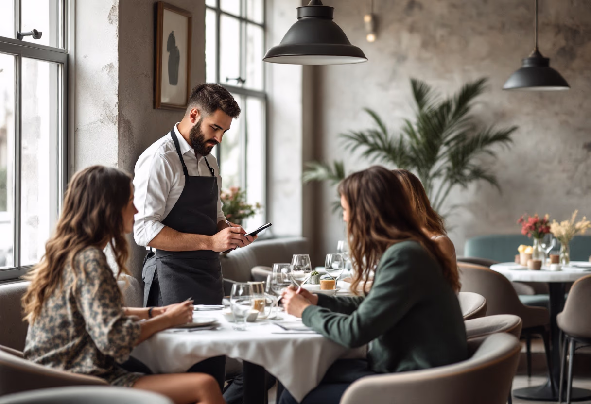 image of restaurant staff answering questions
