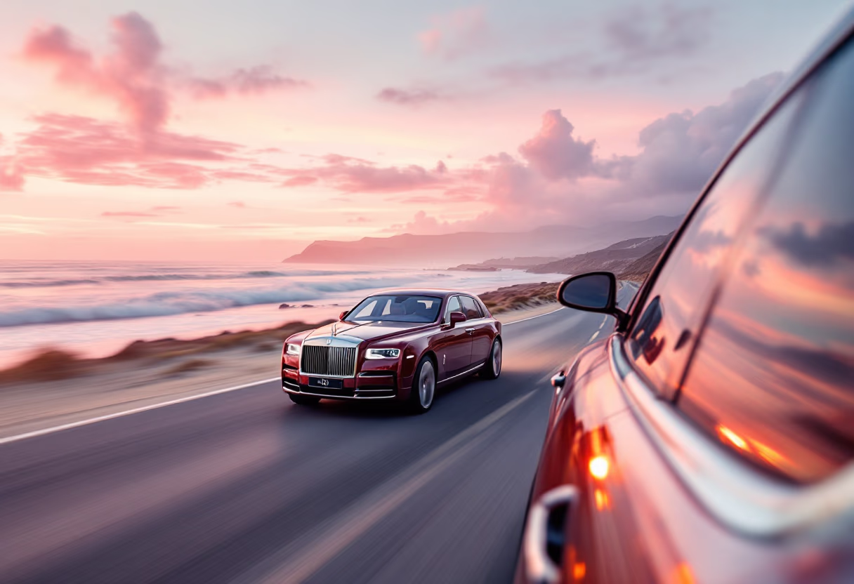 [background image] image of car on a scenic road (for an automotive service)