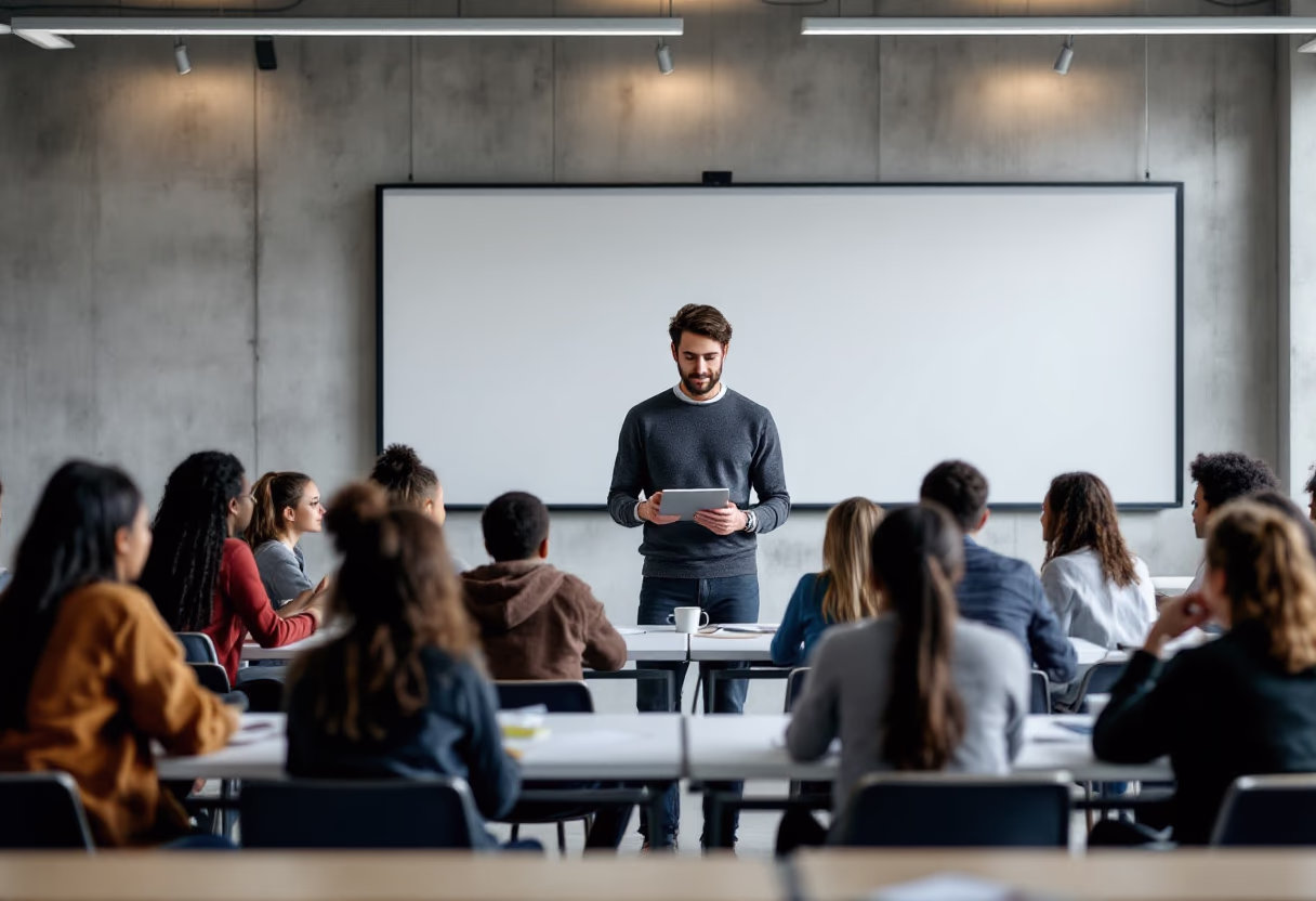image of a teacher interacting with students using digital tools for an edtech