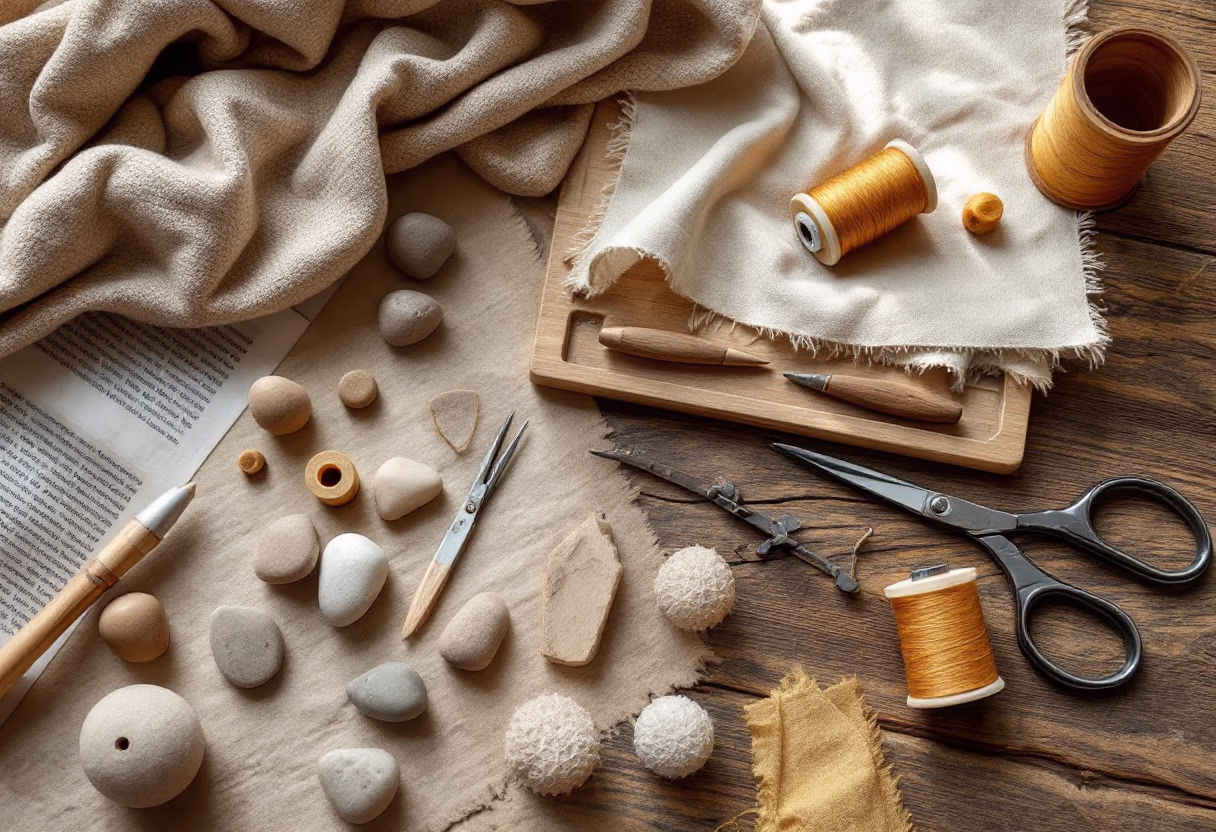 image of tailor tools arranged on a workspace