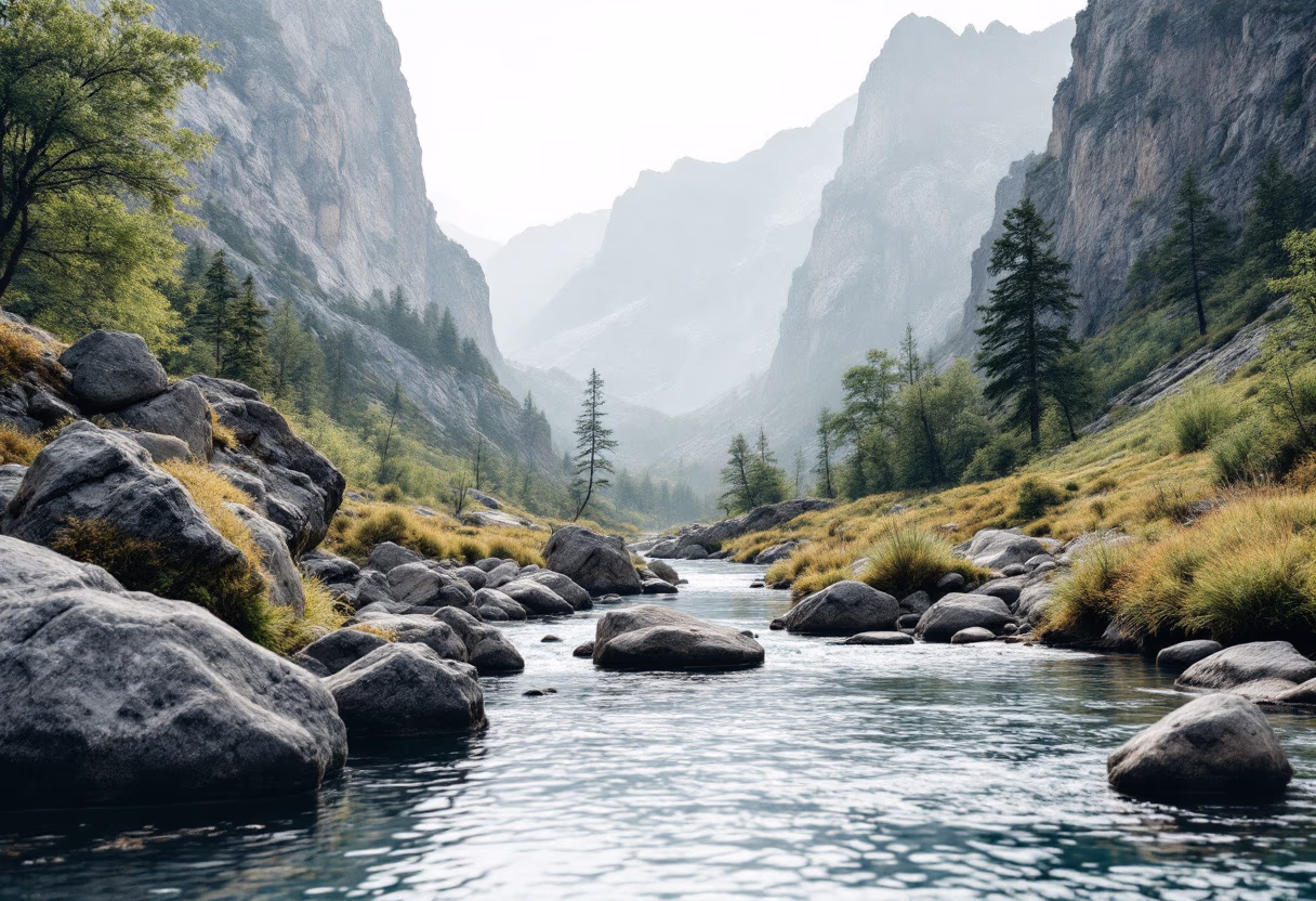 background image: river amidst mountains
