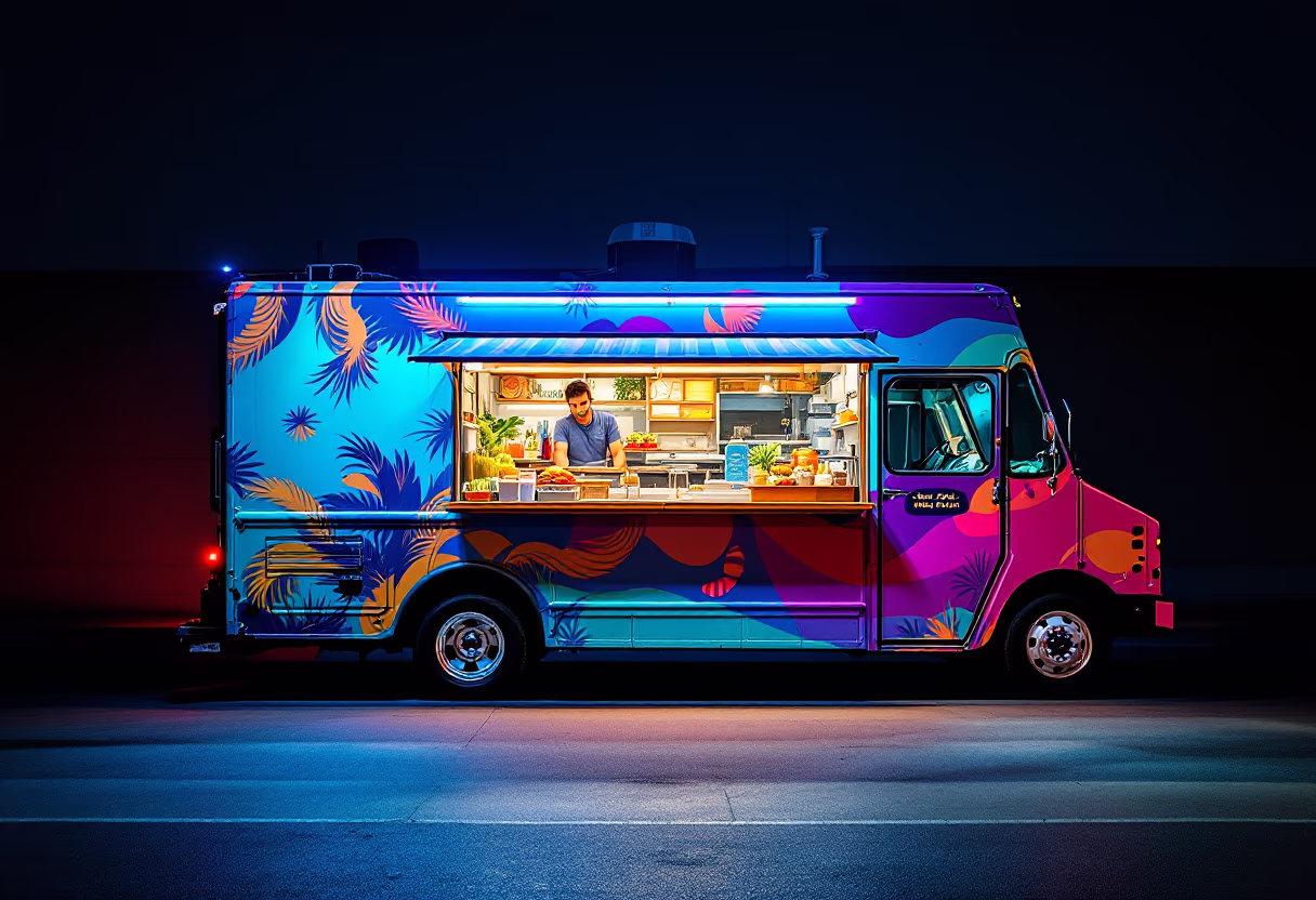 image of a vibrant food truck at a festival