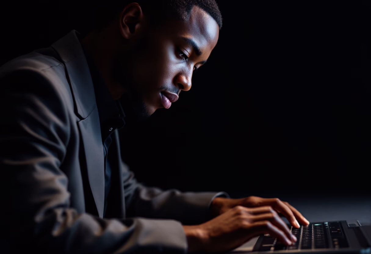 image of a person working on a computer in an office setting (for a mobility and transportation)