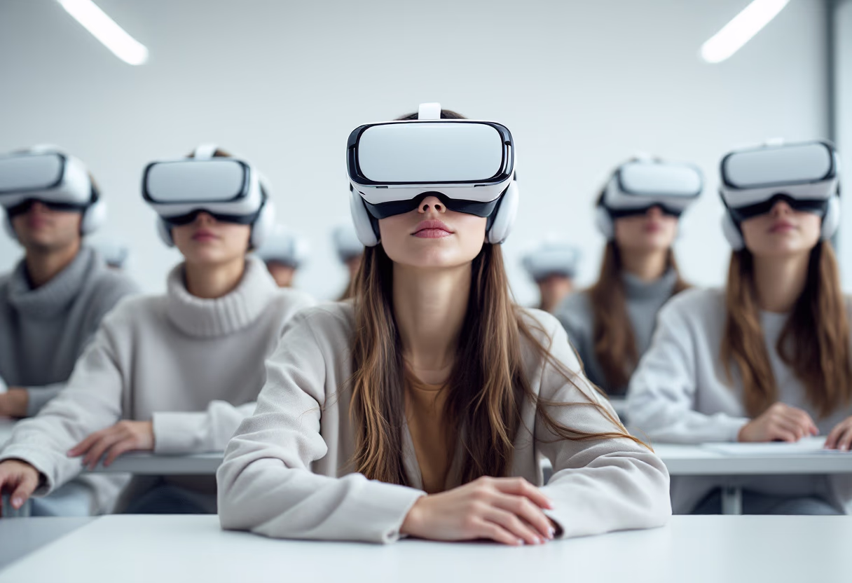 image of students engaged in a virtual reality lesson