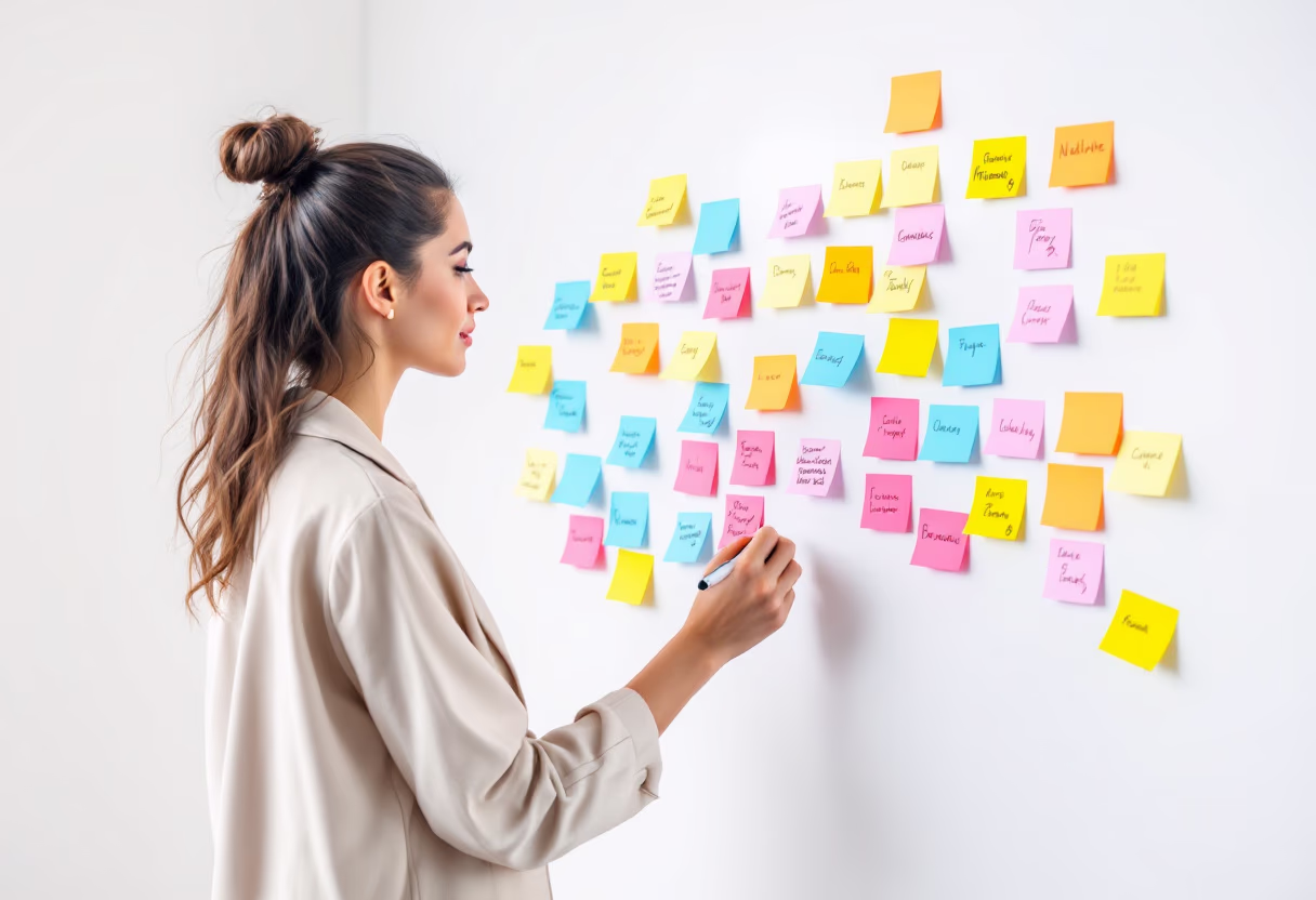 image of a person brainstorming ideas (for a productivity tools business)