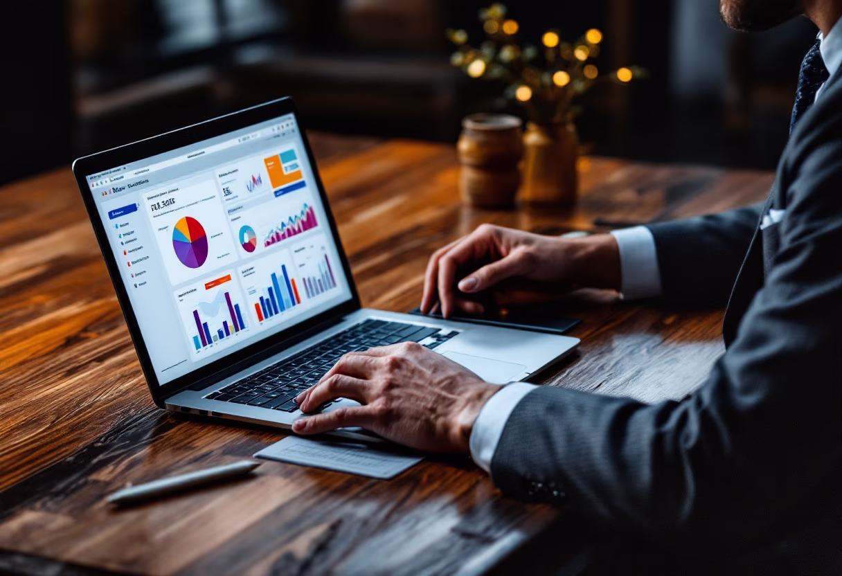 image of business professional reviewing analytics (for a hr tech)