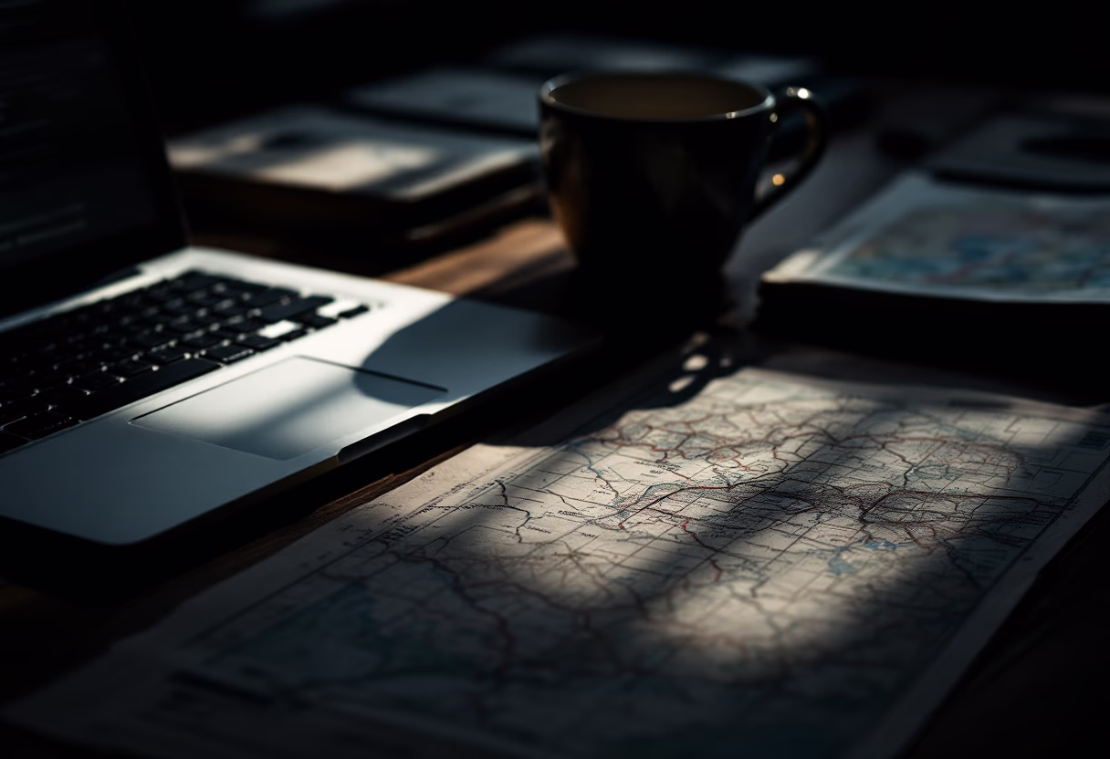 [background image] image of desk with a laptop (for a trucking company)