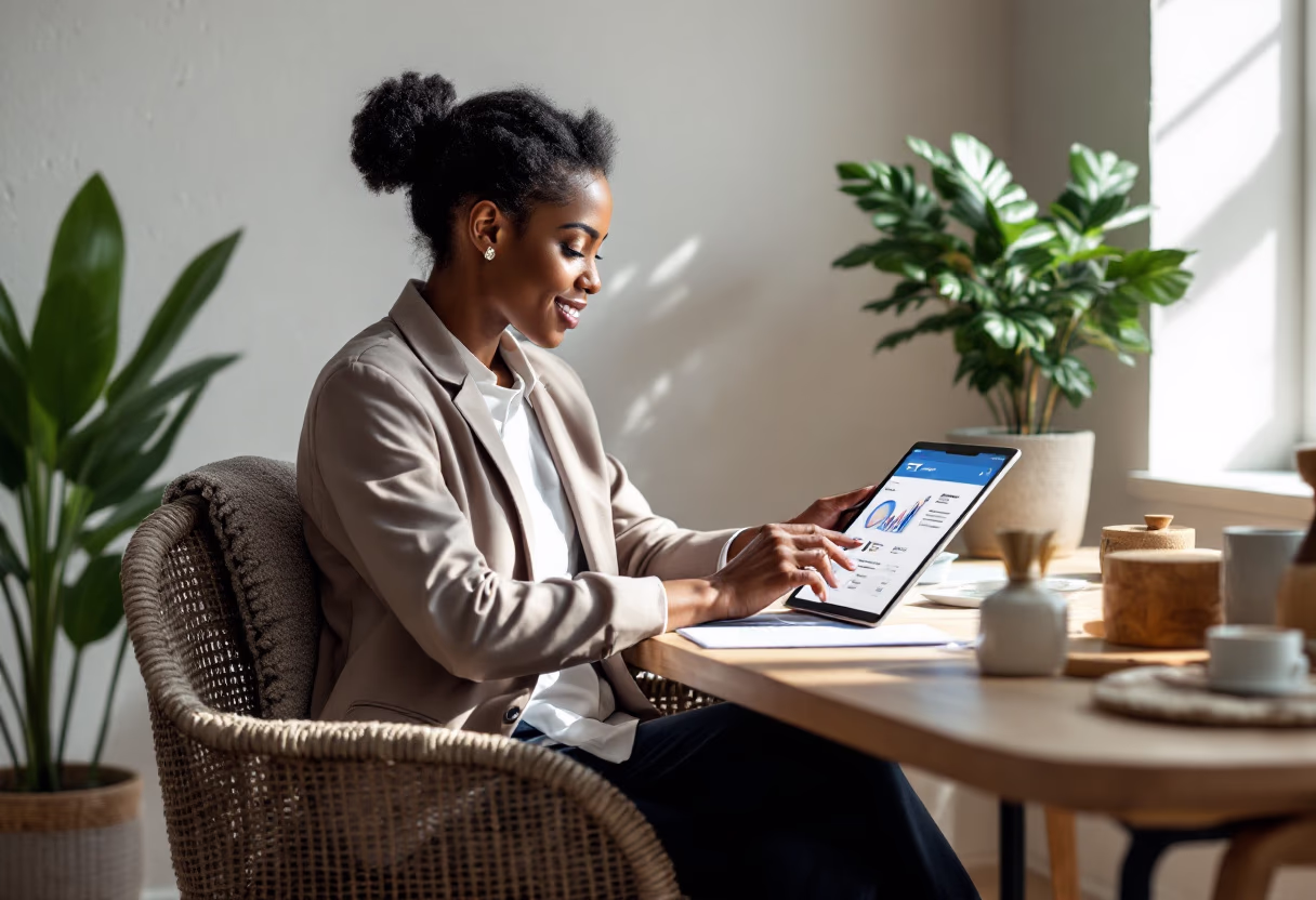 [interface] image of employee interacting with hr software (for a hr tech)