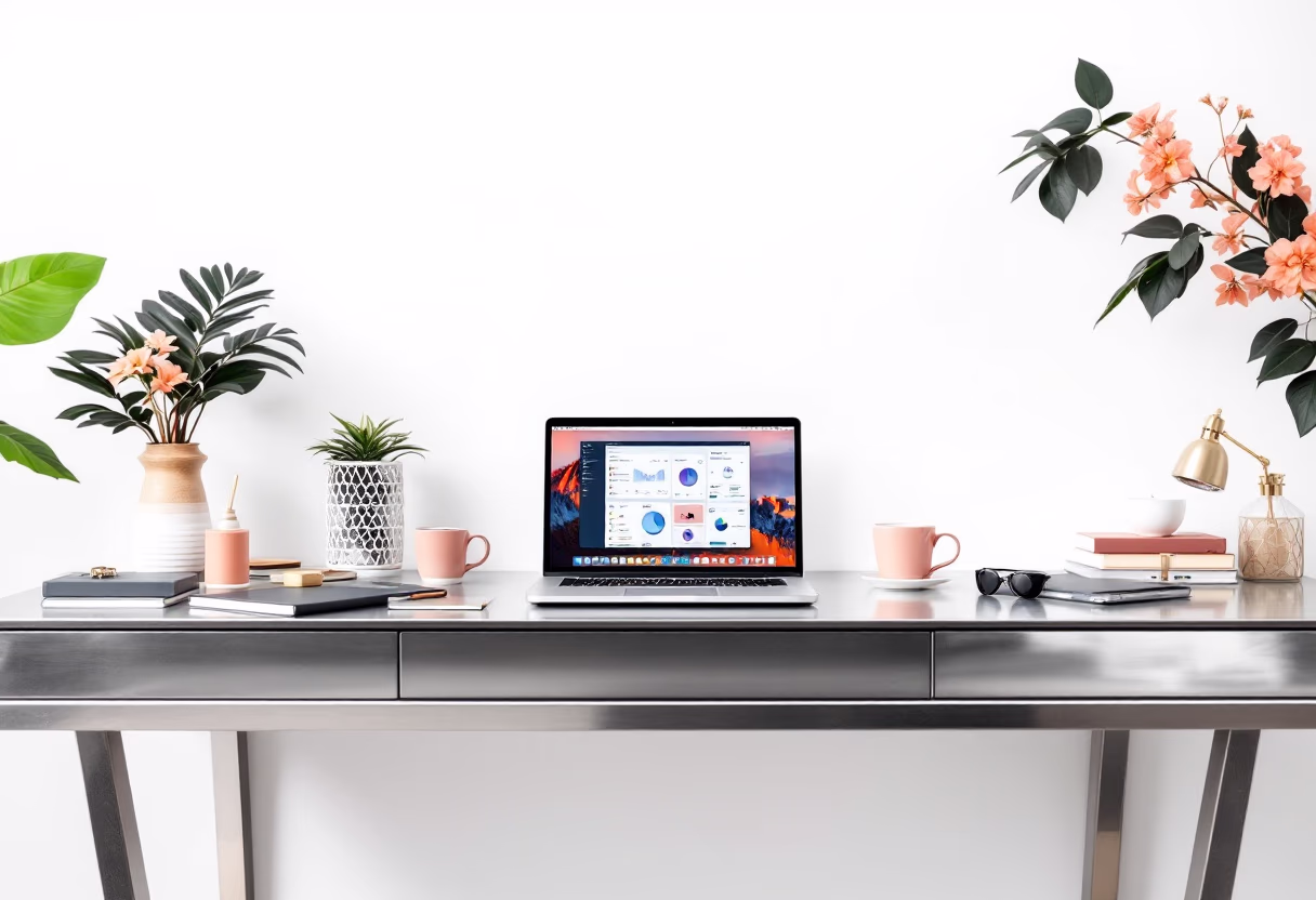 a modern workspace for a productivity tools business [background image]