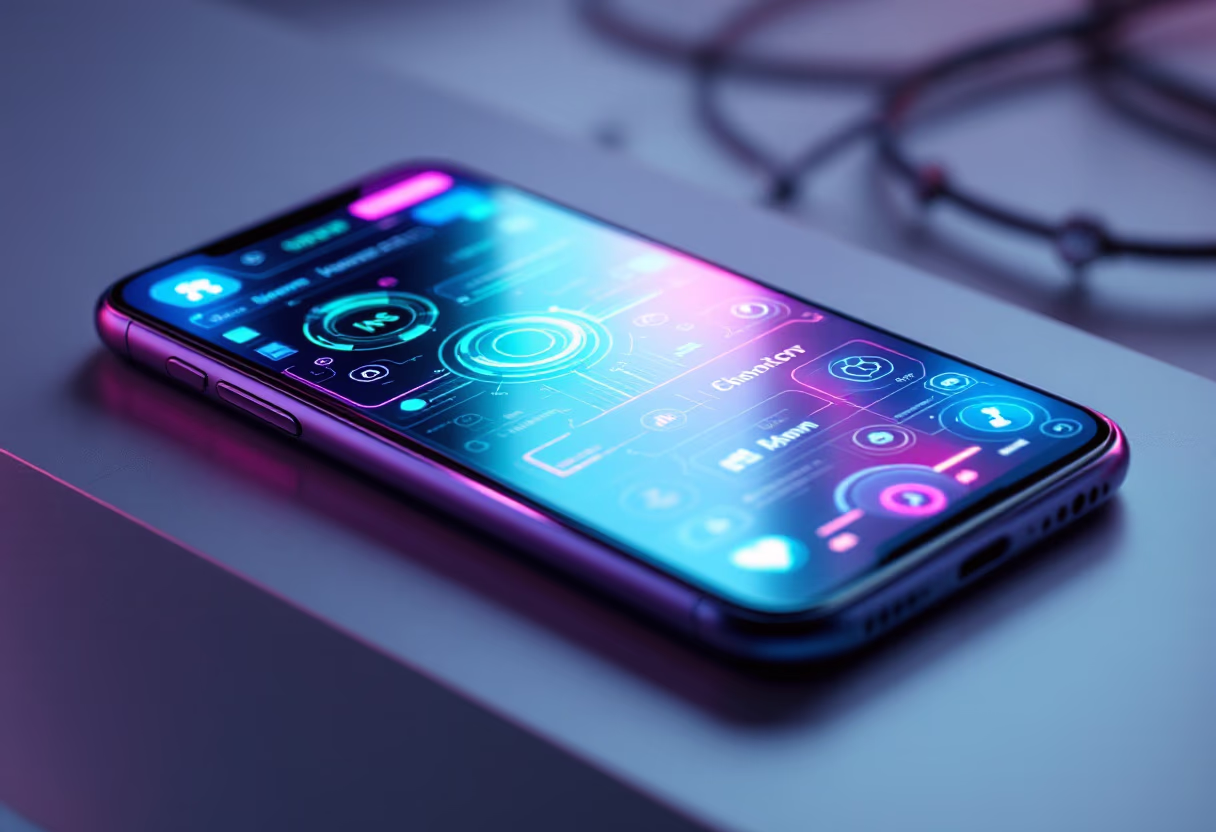 image of mobile device showing game interface (for a mobile gaming)