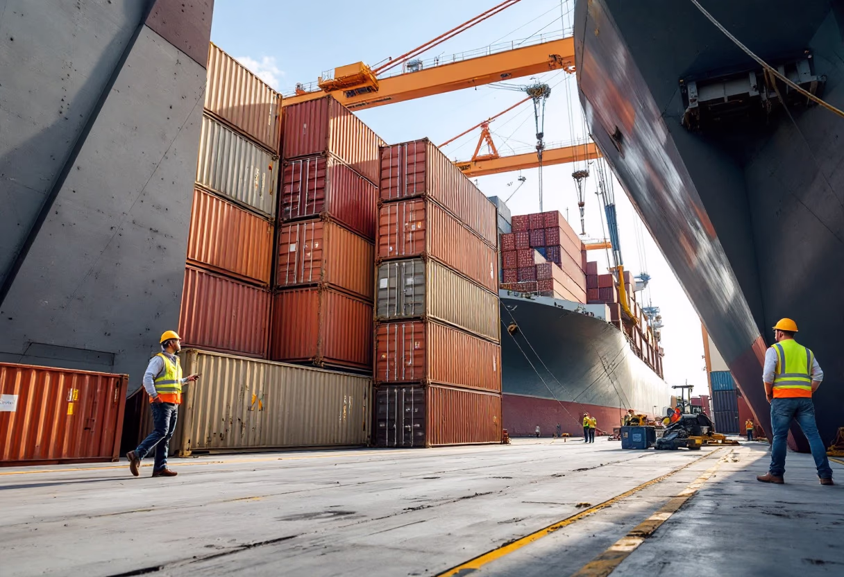 image of container loading at a shipyard